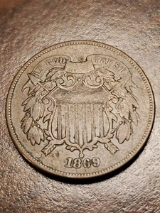 1869  Two Cent Piece - Picture 1 of 6