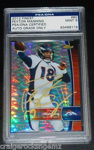 Peyton Manning Signed 2012 Topps Finest GOLD AUTO STEINER PSA/DNA 1/1 MINT 9 - Picture 1 of 12