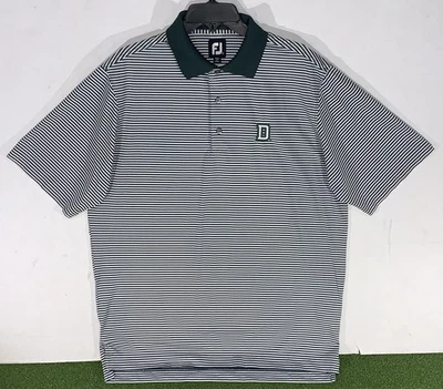 Dartmouth Striped Footjoy Short Sleeve Golf Polo Shirt Sz Large - Green/White - Image 1 of 4