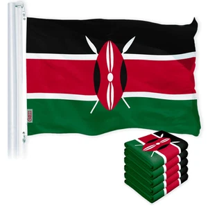 Confezione da 5: Bandiera Kenya (Keniota) 3x5 piedi stampata 150D per interni/esterni, - Foto 1 di 5