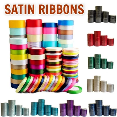 Satin Ribbon DOUBLE SIDED Full Rolls 5mm 10mm 15mm 25mm  Widths Gifts Wrap Decor - Image 1 of 4