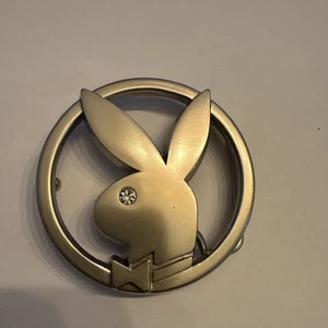 Hebilla de cinturón Playboy Bunny vintage tono plateado y ojo de estrás - Imagen 1 de 4