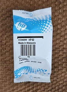 HP 60 Tri-Color Ink Cartridge (CC643W) - Unopened Pastic Package - Picture 1 of 3