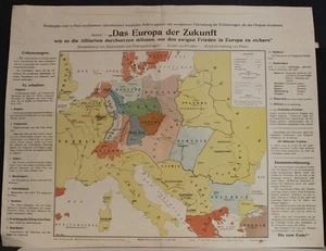 EUROPE AFTER THE WWI 1920ca MAGDA ANTIQUE ORIGINAL GERMAN PROPAGANDA WOODCUT MAP - Picture 1 of 1