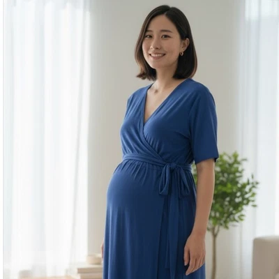 Vestido envolvente sintético azul real Seraphine MATERNITY talla 6 Foto 1 de 4