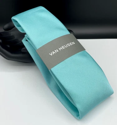 VAN HEUSEN Men's Neck Tie ~ Teal ~ Solid ~ NEW MSRP: $45. - Image 1 of 3