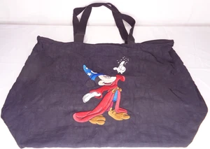 Walt Disney World Sorcerer Mickey Embroidered Black Nylon Zipper Tote Bag - Picture 1 of 11