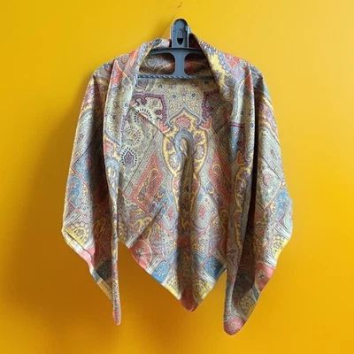 Etro Large Scarf Shawl Square 54”x52” Wool Silk Paisley Artsy Lagenlook - Image 1 of 4