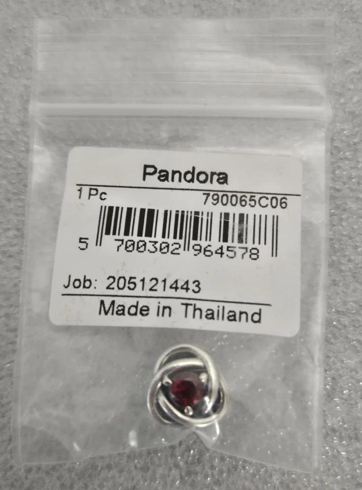 Authentic Pandora #790065C06 Red Eternity Circle Charm - January