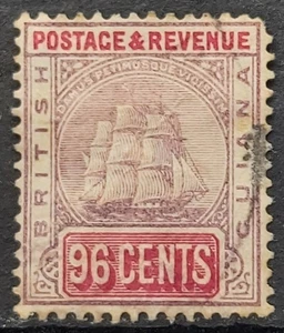 British Guiana   QV 1888-89 96c Dull Purple & Rosine Used sg206 - Picture 1 of 3