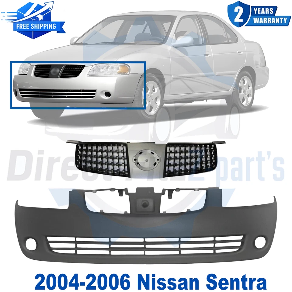 Conjunto de cubierta de parachoques delantero fascia y rejilla para Nissan Sentra 2004-2006 Foto 1 de 4
