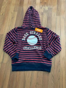 Gymboree Boys Red Navy Striped Base Stealer Challenge Hoodie extra small 4 New - Picture 1 of 9