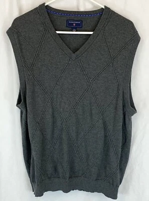 Saddlebred мужской свитер жилет размер XL серый бриллиантов узор - Изображение 1 из 4