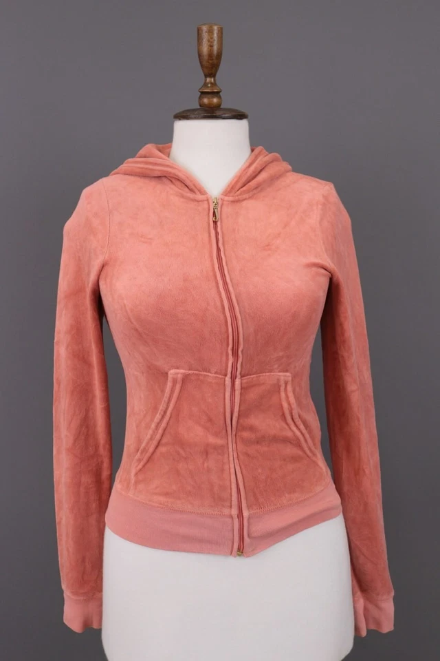 Suéter Juicy Couture Los Angeles California Naranja Con Capucha Cremallera Talla P/S Foto 1 de 4