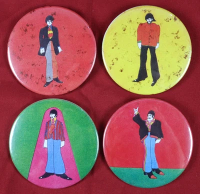 1968 The Beatles Pins Set of 4 King Pins - Yellow Submarine - Primrose England Foto 1 de 4