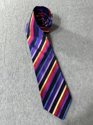 Duchamp London Rainbow Striped Neck Tie 100% Silk Handmade Bright Colorful - Image 1 of 4