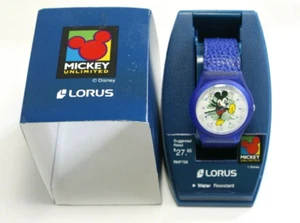 Vintage Lorus Mickey Mouse Wrist Watch Blue Case Starburst Face NOS - READ - Picture 1 of 6
