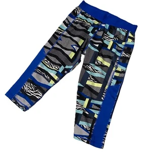 Größe M Adidas Climalite 3/4 Länge Sporthose geometrisches blaues Design - Bild 1 von 6
