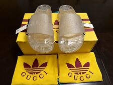 New Gucci x Adidas Logo Transparent Slides Sandals Size UK 11 / US 11.5