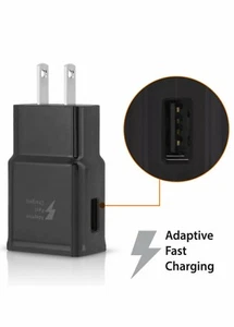 Adaptive Fast Rapid Wall Charger For Samsung Galaxy S5 S6 S7 Edge Note 4/5 Black - Picture 1 of 1