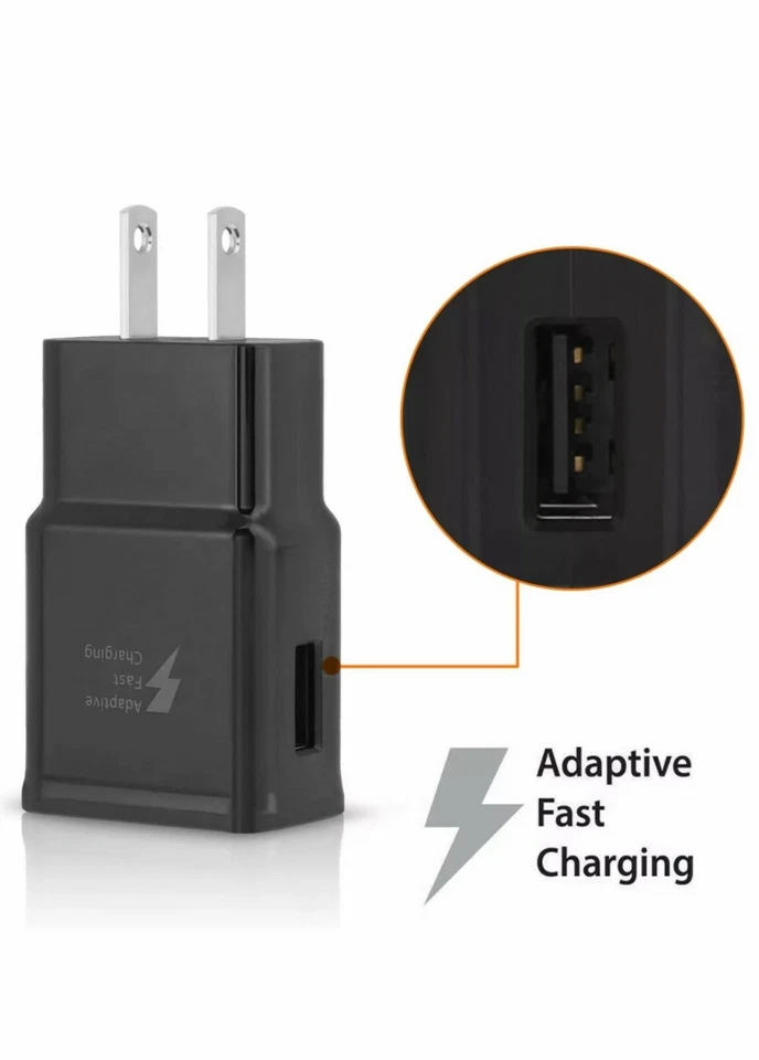 Adaptive Fast Rapid Wall Charger For Samsung Galaxy S5 S6 S7 Edge Note 4/5 Black - Image 1 of 1