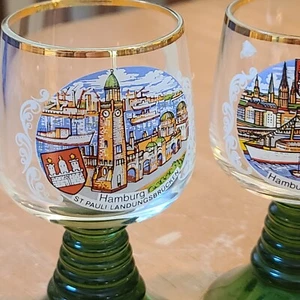 4 Bockling deutsche Vintage Bienenstock Gläser Hamburg Szenen 3 3/8 cm - Bild 1 von 5