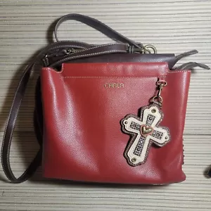 Chala Convertible Satchel Crossbody Tote Burgundy Red Pleather CROSS gift - Picture 1 of 11