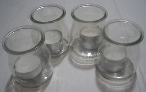 4er SET KERZENSTÄNDER KLARGLAS mit KERZEN NEU - Bild 1 von 4