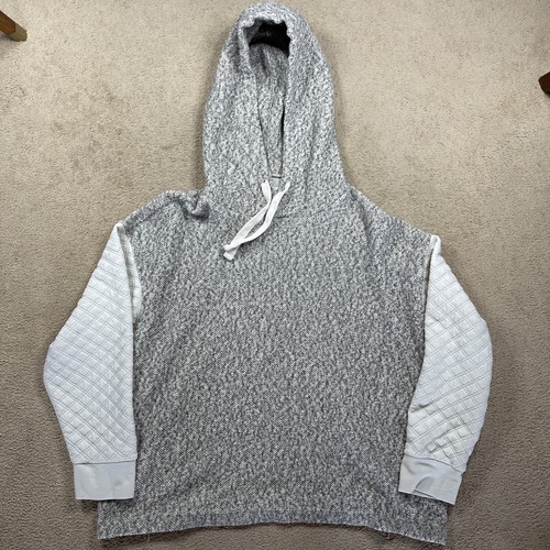 OFF WHITE Felpa con cappuccio Madewell donna manica trapuntata grigio avorio grigio medio