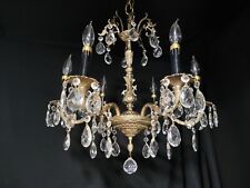 Antique  Brass  6 Lights  Chandelier quality crystals 