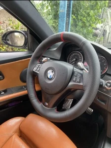 Cubierta del volante BMW Serie 3 E90 E91 E92 E93 negra roja costura - Imagen 1 de 4