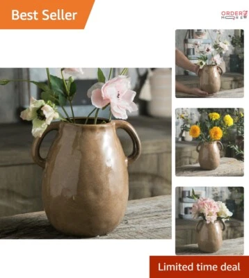 Керамическая ваза высотой 7 дюймов с глазурованным дизайном декоративная керамика домашний декор центральный элемент - Изображение 1 из 4