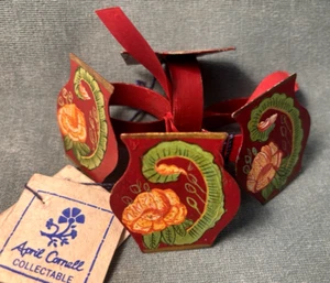 April Cornell Vintage METAL NAPKIN RINGS SET OF 4 NWT Hand Painted Flower Vase - Picture 1 of 4