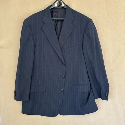 @@Stain Ermenegildo Zegna Azul Marino Lana Rayas 3 Botones Traje Abrigo Blazer 46L Foto 1 de 4