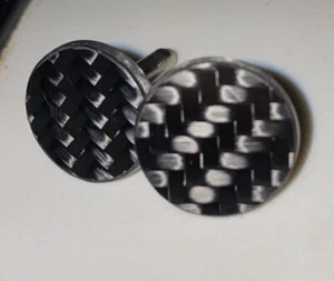 MENS REAL CARBON FIBRE FINISH CUFFLINKS ^ - Bild 1 von 2
