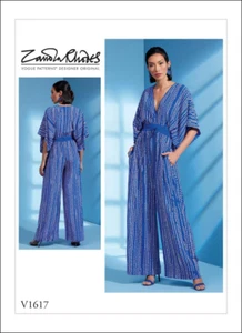 Vogue Designer Sewing Pattern 1617, ZANDRA RHODES Jumpsuit, Size 4 - 14 NEW - Picture 1 of 2