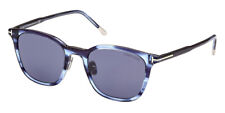 Tom Ford FT0956-D Sunglasses Shiny Blue T Logo Blue 52mm New & Authentic