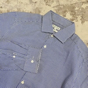Reiss Mens Blue Houndstooth Shirt Medium Slim Fit Whisky Point Barrel Cuff A - Picture 1 of 9