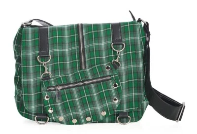 Bolso Mensajero Pequeño Unisex Tartán Dos Veces La Acción Ropa Prohibida Verde Foto 1 de 2