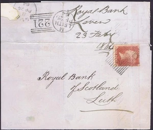 1857 1d rosso IF Leven to Leith con un duplex Leith come ricevitore Bank of Scotland - Foto 1 di 3