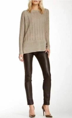 VINCE Cuero Gamuza Combo Ajustado Marrón Oscuro Leggings Pantalones Talla 8 Foto 1 de 4