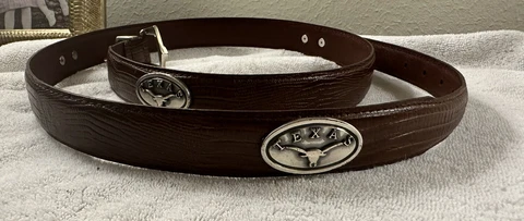 Men's Genuine Leather Brown Belt University Of Texas Longhorns Concho Size 40 1" Cover