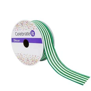 1.5" Stripe Faux Linen Wired Ribbon by Celebrate It™ - Picture 1 of 4
