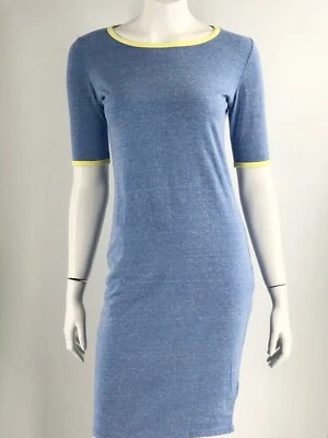 Vestido Camiseta LuLaRoe Julia Talla Pequeña Azul Amarillo Media Manga Informal Foto 1 de 4