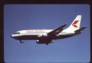 Dupe 35mm airline slide Pacific Western Airlines 737-200C white C-GDPA - Picture 1 of 1
