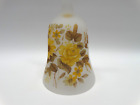 Vintage Viking Bell Satin Glass With Yellow Rose & Daisy with Original Sticker