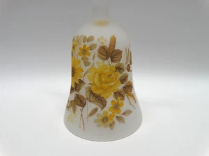Vintage Viking Bell Satin Glass With Yellow Rose & Daisy with Original Sticker - Picture 1 of 6
