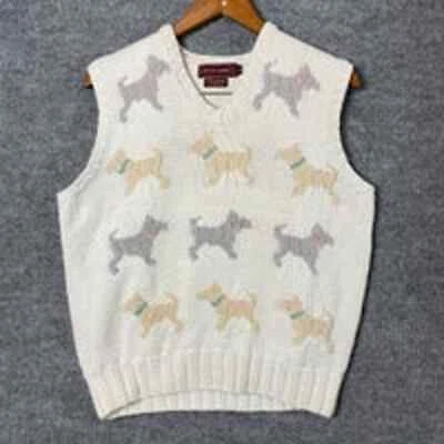 Chaleco de abuela tejido a mano Schnauzer perro Jeffrey Banks vintage talla mediana Foto 1 de 4