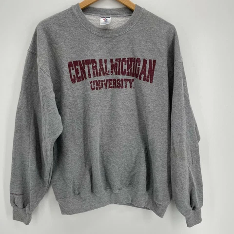 Jerzees Sweatshirt Men's L Gray Central Michigan University Crew Neck Cover