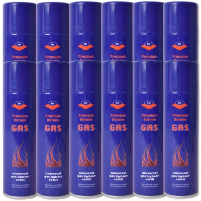 TE-TREND 12 Stück Butangas Universal Premium Butan Gas Refill Feuerzeug Stabfeuerzeug